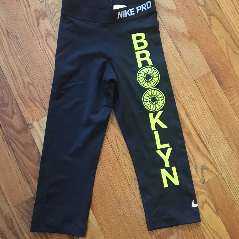 Nike Pro Black and Yellow Women's Pants Soul Cycle Brooklyn